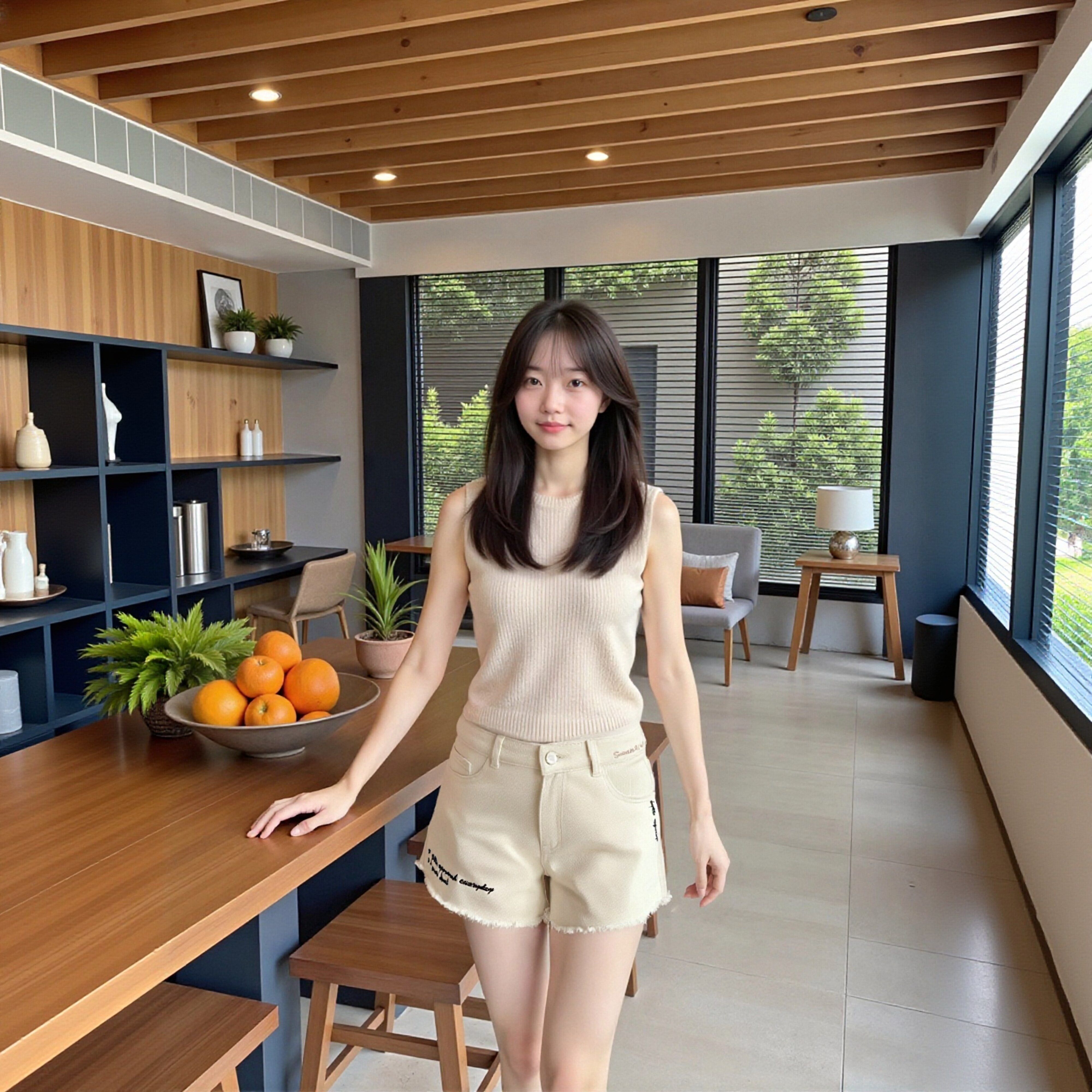 Closet Crush Phụ Nữ Của Quần Short Mùa Hè Thời Trang Phong Nha Thư Thêu Denim Tự Nhiên Eo Tua A-Line Cao Đường Phố Quần Short B250124