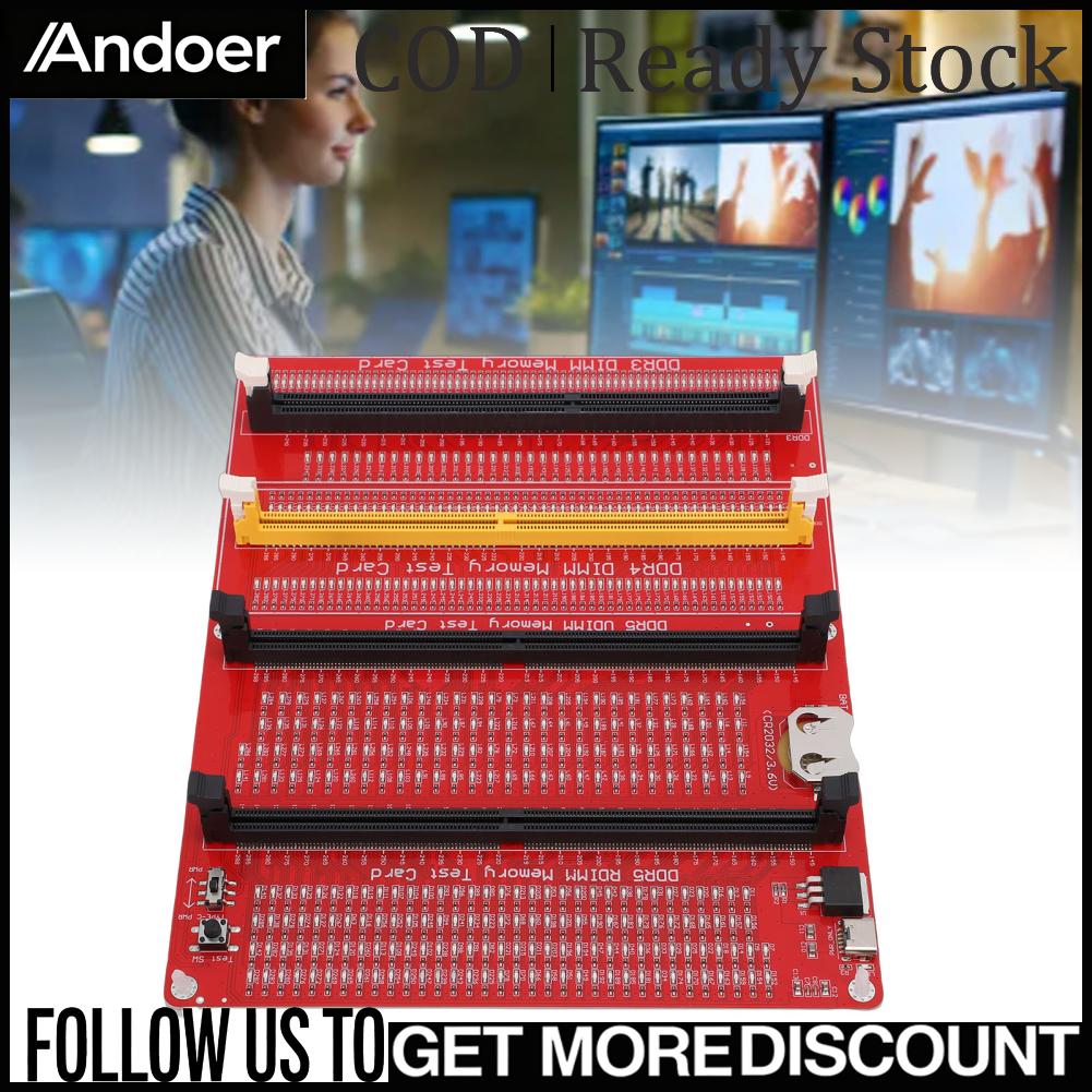 Andoer 4 Trong 1 Bộ Nhớ RAM Máy Kiểm Tra Thẻ Máy Tính DDR3 DDR4 DDR5 UDMM DDR5 RDIMM Chẩn Đoán Phân Tích Có Đèn Giá 670,000 Đồng*Miễn phí vận chuyển