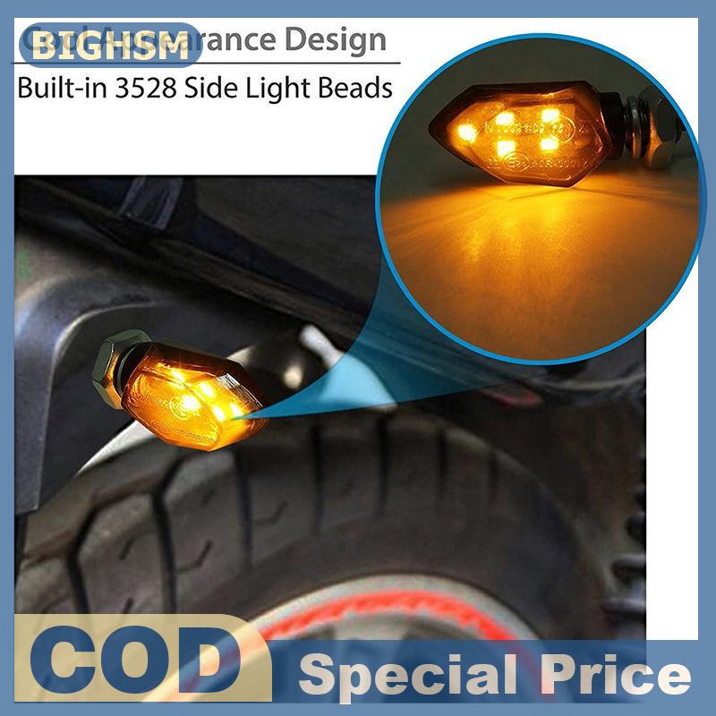 BIGHSM 1 Piece siêu sáng xe máy LED tín hiệu rẽ ánh sáng mini phổ LED xe máy Đèn hổ phách blinker LED chỉ số ánh sáng