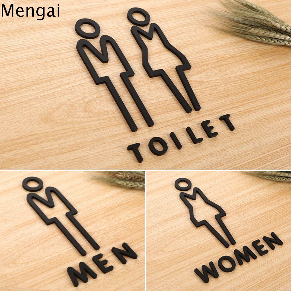 MENGAI 3D Biển hiệu nhà vệ sinh nam nữ Vàng Acrylic Bảng hiệu WC Biển địa chỉ Đen Biển báo WC Trung 