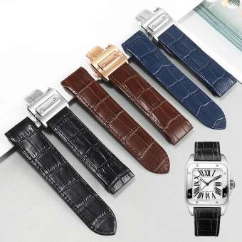 Da Thật Dây đồng hồ cho Cartier sandoz dây đeo santos100 Nam Nữ gấp khóa dây đeo