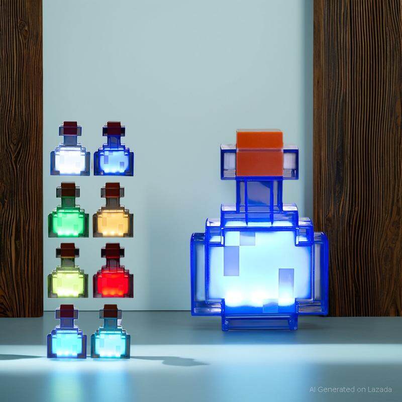 NEENCE Minecraft Potion Botol Cahaya Warna Mengubah Lampu Meja LED 8 Mod Warna Goncang Untuk Perubahan Warna Menerangi Sehingga 6HRS Mood Light untuk Bilik Tidur Meja Ruang Tamu Hiasan Rumah Permainan Hiasan Video Hadiah