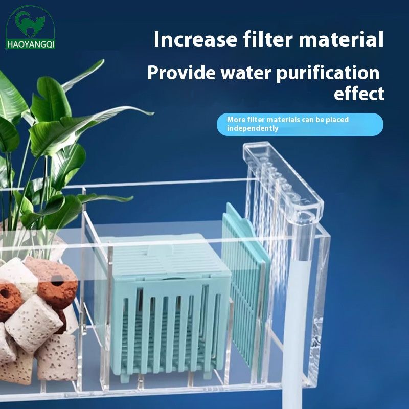 Fish Tank Wall-Mounted Filter Three-in-One Low Water Level Turtle Tank Upper Filter Aerating Built-in Loop External Drip Box