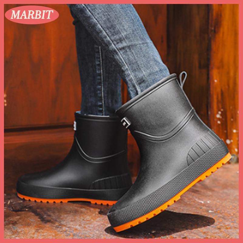 Marbit Hot Sale Women's Rain Boots Flat Work Shoes Adult Rain Boots Four Seasons ราคา 256 บาท*ส่งฟรี
