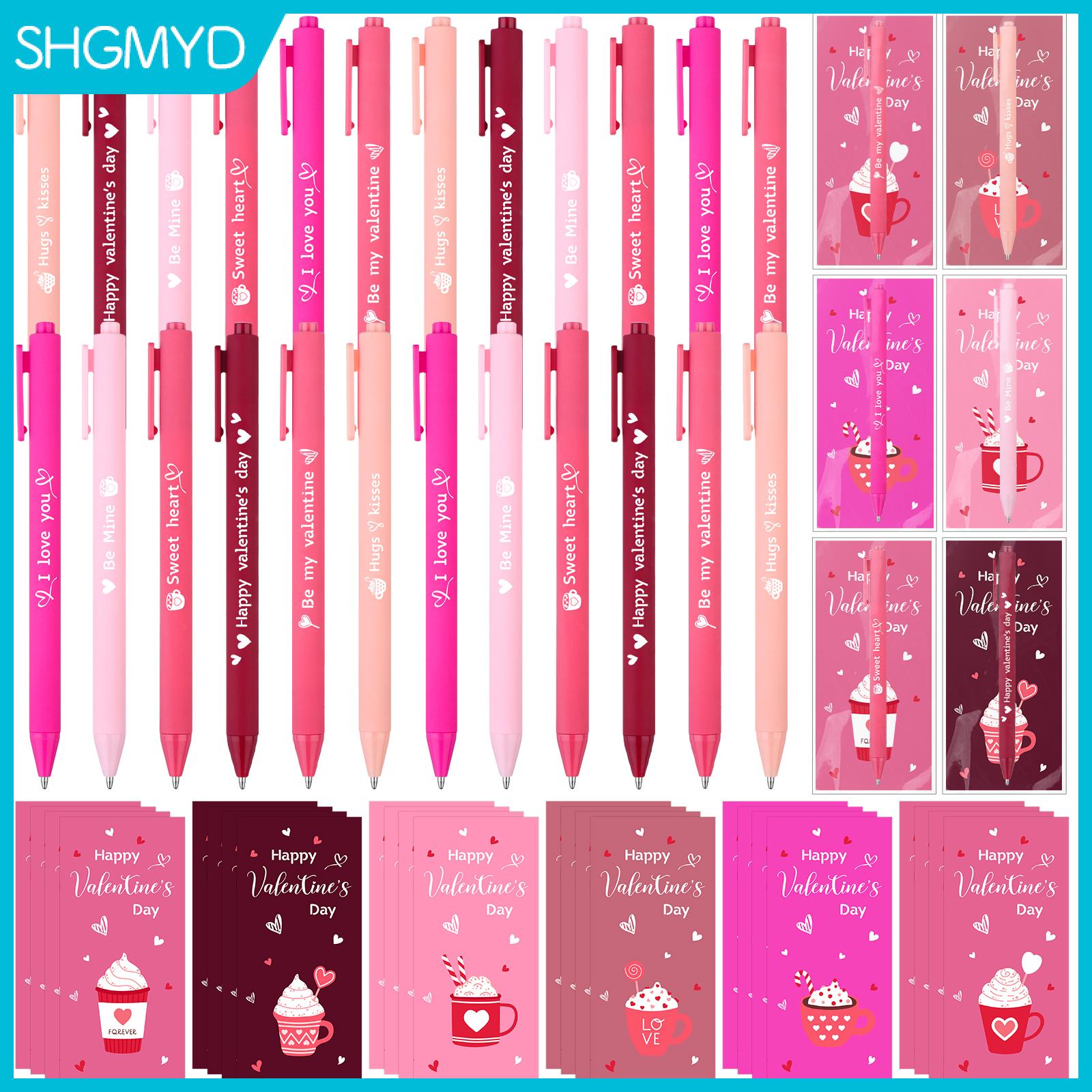 【SHGMYD】 24 chiếc Bút bi Hình trái tim Quà tặng Ngày Valentine, Đồ trang trí Tiệc Ngày Valentine, Quà cảm ơn Ngày Valentine cho Nữ và Nam Đồng nghiệp