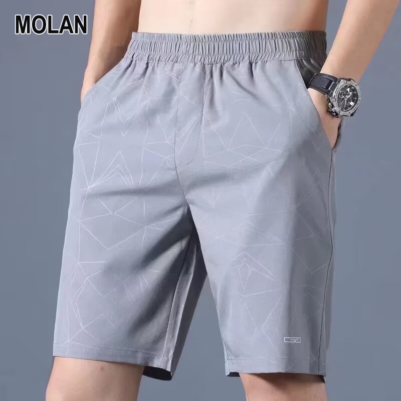 MOLAN quần âu tây nam Quần short lụa băng của nam thường nhật mỏng Nhanh Khô Quần lửng lỏng ống đứng dáng Ôm Quần mặc hè