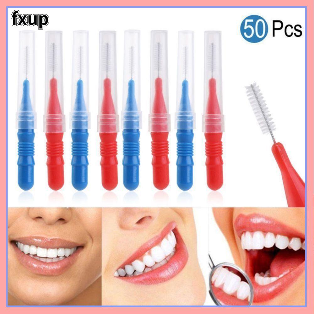 FXUP 50pieces Portable 50Pcs Orthodontic Toothbrush Tooth Gap Brush Oral