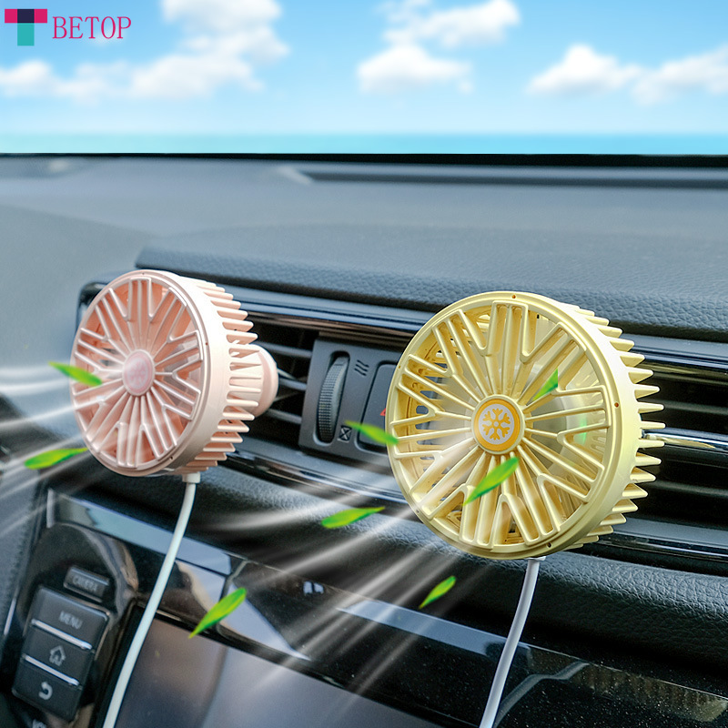 Teabelle  Xe USB fan hâm mộ kẹp cửa thông khí ô tô Quạt điện mini đèn LED 7 lưỡi 360 ° kẹp xoay fan hâm mộ có thể điều chỉnh 3-tốc độ với ánh sáng