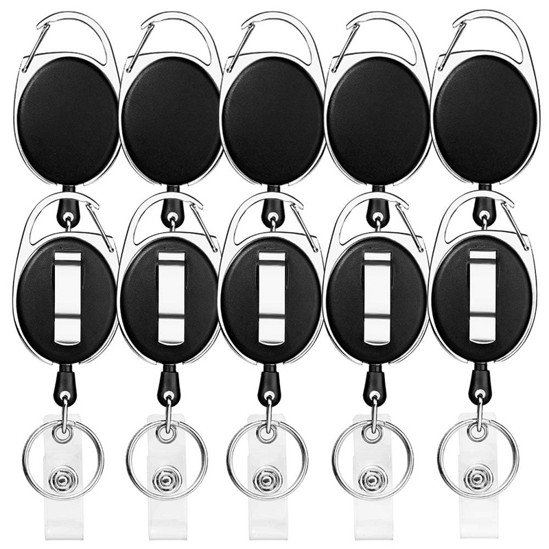 Bảng giá 18Pcs Retractable ID Card Badge Holder, Heavy Duty Badge Reel Clip with 27 Inch Nylon Cord and Key Ring for Nurse Office School (Solid Black) Phong Vũ