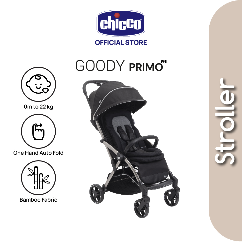 Chicco Goody Primo V2 (2025) Newborn Auto Fold Stroller 0-22kg Breathable Bamboo Fabric