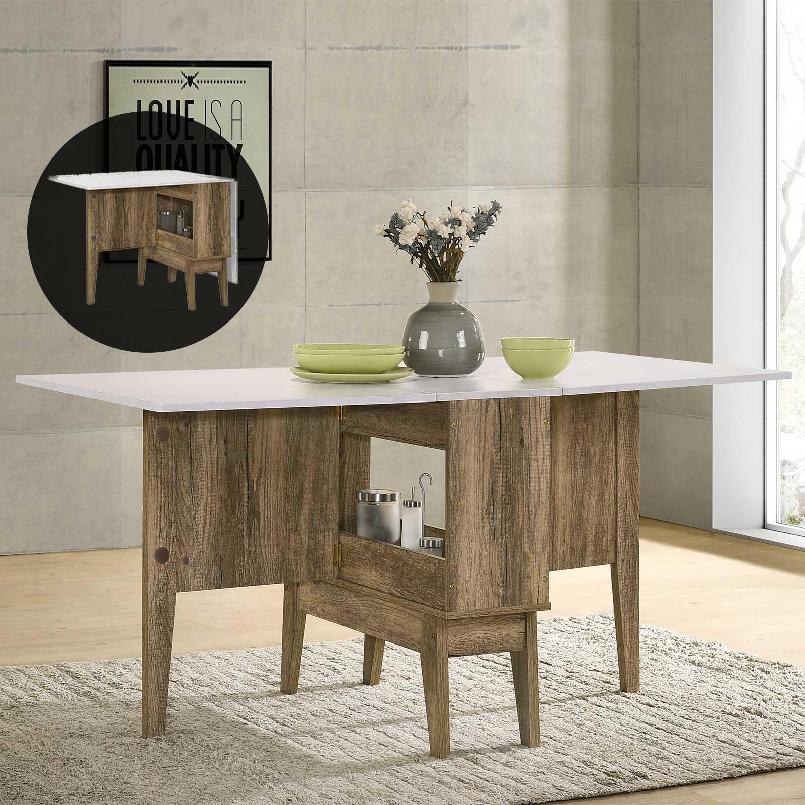 Foldable Dining Table in Light Oak (Free Installation + Delivery) E-LIVING Furniture