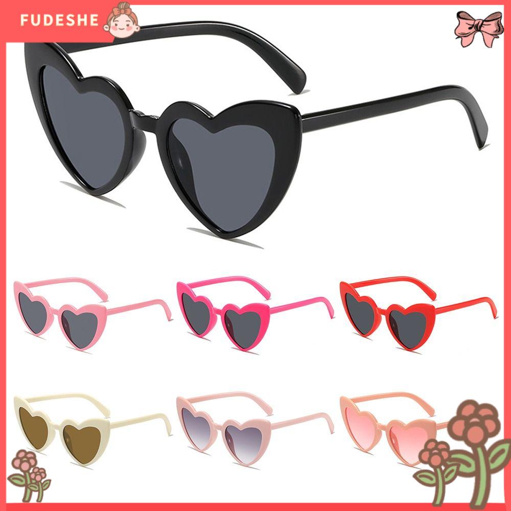 FUDESHE Cổ điển Kính râm hình trái tim Chống tia UV Hợp thời trang Kính mắt cho bữa tiệc, bóng và đạo cụ  ảnh Dễ thương Thời trang Kính râm trái tim màu hồng Dành cho Nữ