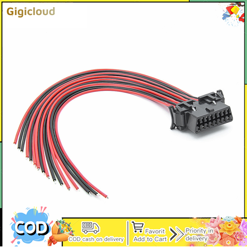 30cm 16-pin Diagnostic Interface Extension Cable Obd2 Clip-on Terminal Female Connector Cable Pigtail Optical Fiber