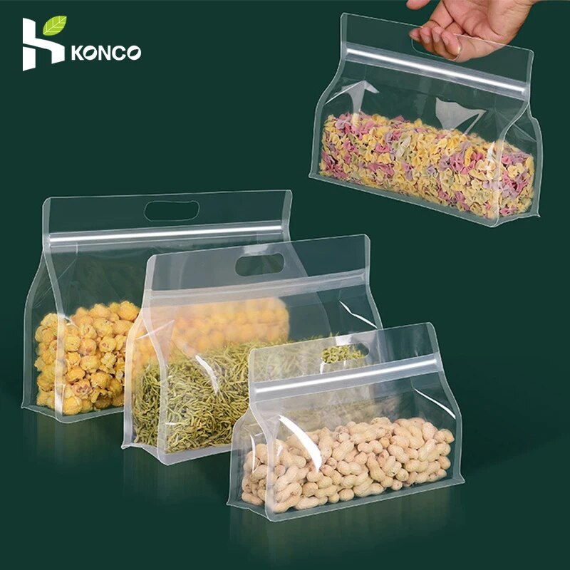Konco Stereoscopic Reusable Food Storage Bags Transparent Stand Up Bag Freezer Leakproof Freezer Bags Kitchen Organizer Fresh Shut Bag ราคา 33 บาท*ส่งฟรี