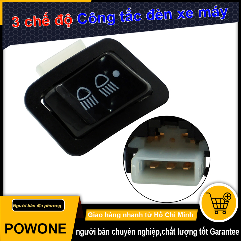 Công tắc đèn xe máy, 3 chế độ (TẮT ĐÈN - PHA - COS) dễ dàng lắp đặt.