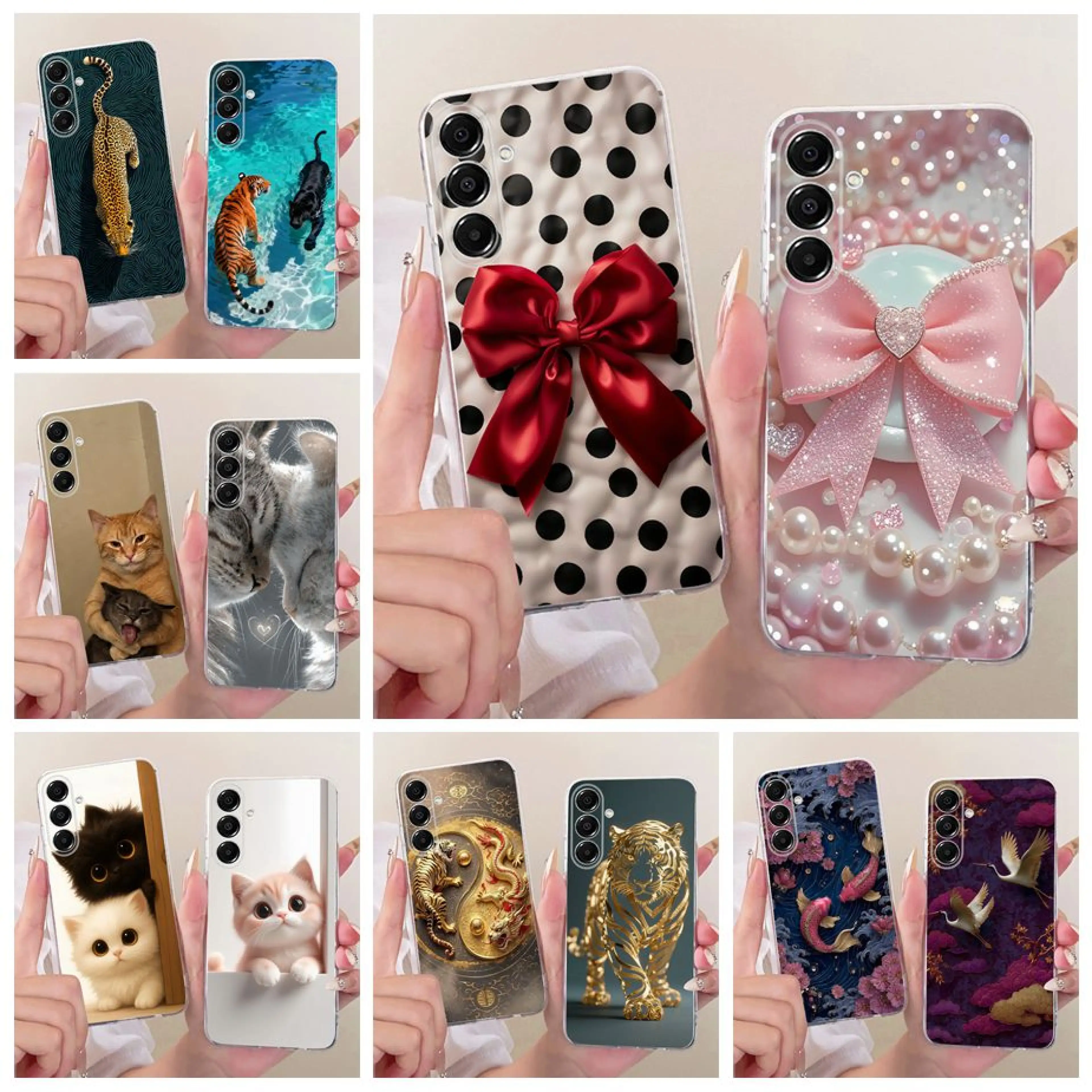 For Samsung Galaxy A57 Case SM-A576B Luxury Bow Painted Cover Soft Slim Phone Case For Samsung A17 A 27 A37 Galaxy A57 5G Casing