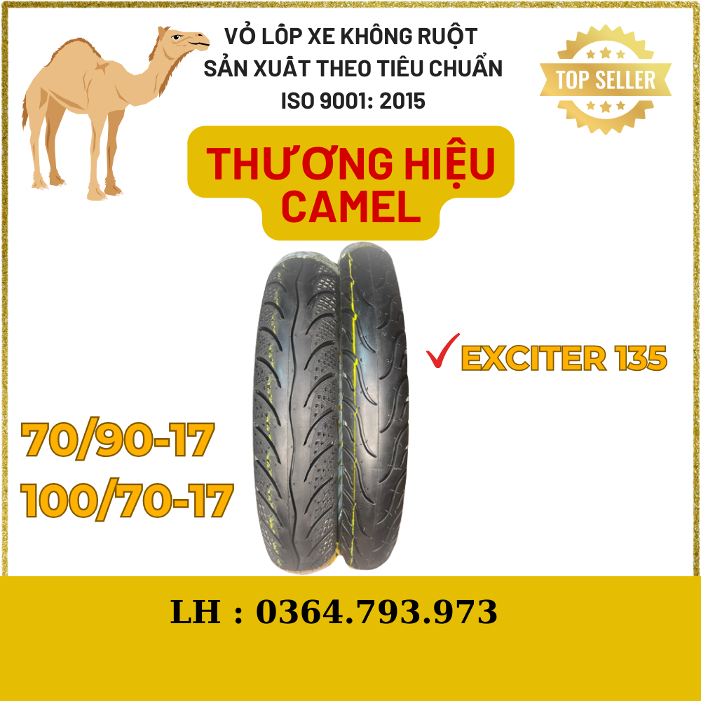 XE EXCITER 135 - Cặp Vỏ Lốp CAMEL Không Ruột Xe Máy : EXCITER 135