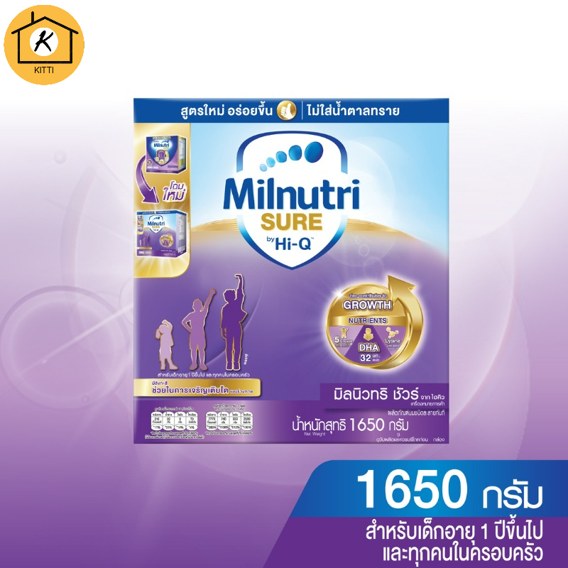 Milnutri Sure มิลนิวทริ ชัวร์ ผลิตภัณฑ์นมผงชนิดละลายทันที รสจืด 1650 ก. รหัสสินค้า BICse4721uy