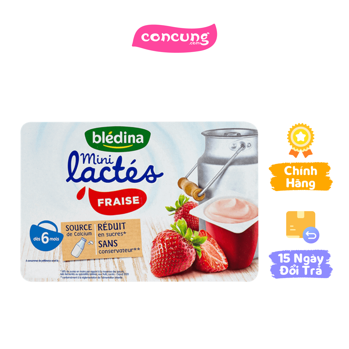 Sữa chua Bledina vị dâu, 6M. (55gx6 hộp)