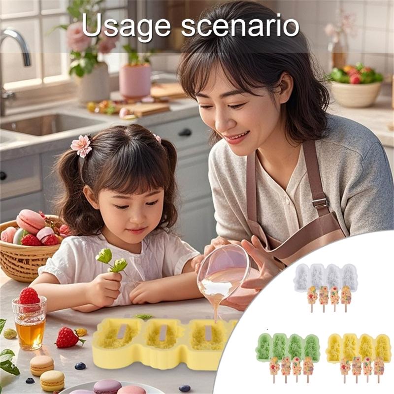 Hình hoa khuôn silicon ICES dính ICES khuôn kem khay ICES Cubes công cụ làm bánh kẹo khuôn kẹo dễ dàng để làm sạch