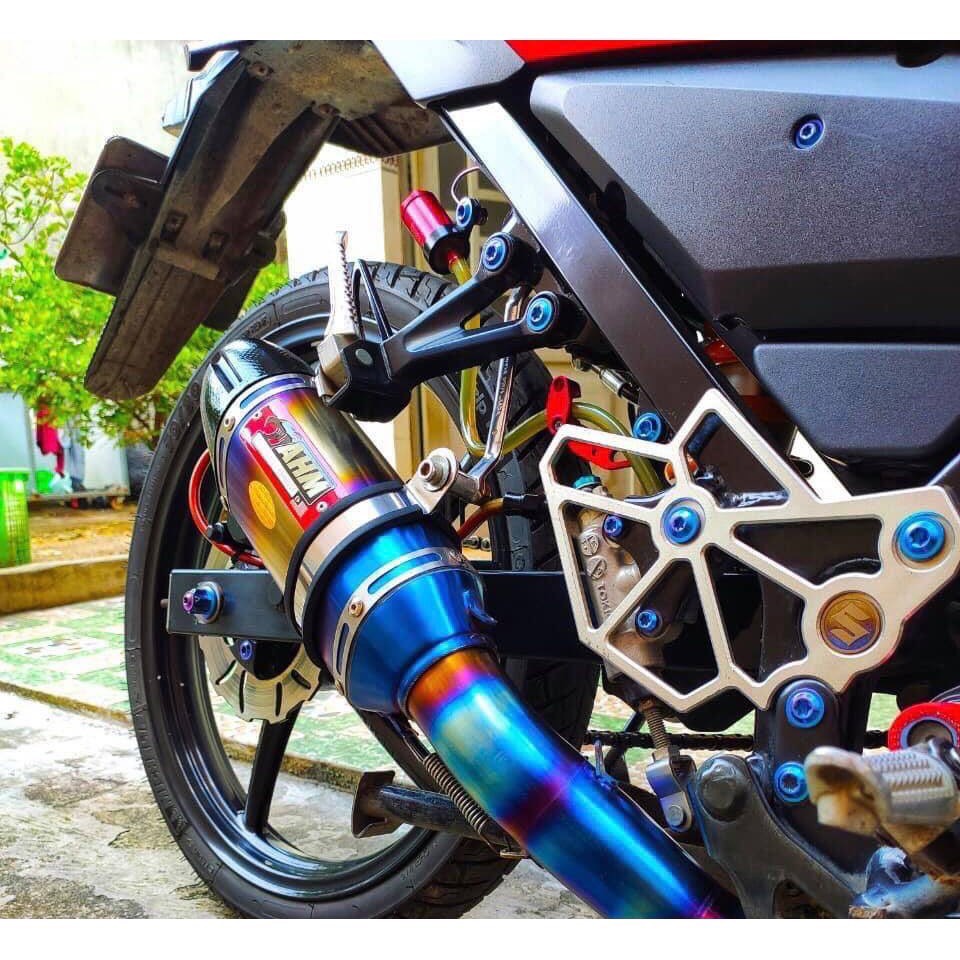Pô ahm m3 titan và bạc tặng kèm tiêu pô, ốc bắt lò xo