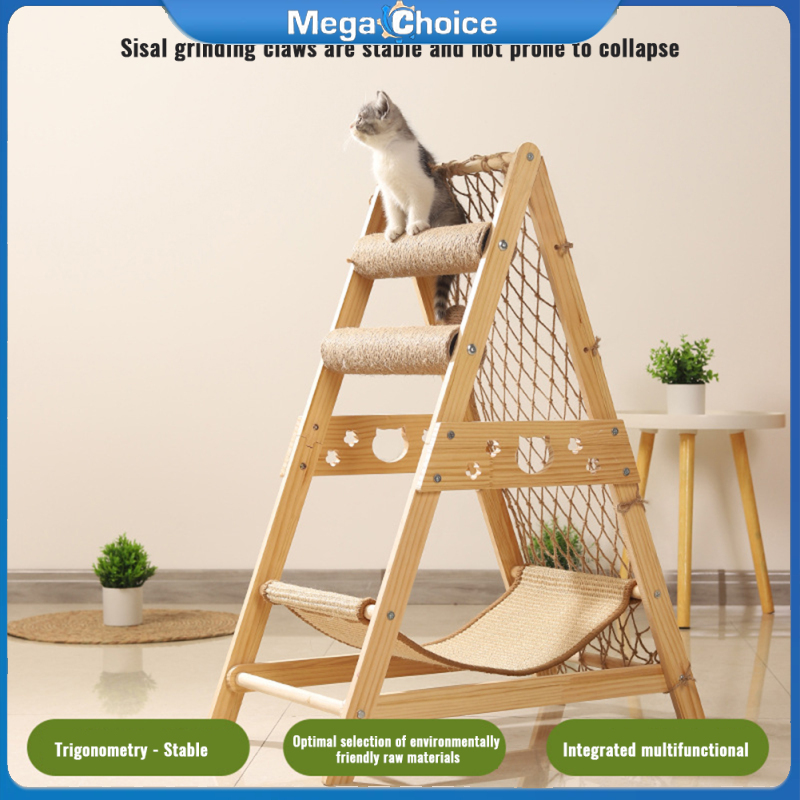 MegaChoice Cat Tree, Modern Cat Tower For Indoor Cats, Space Saving Cat Tower With Hammock, Climbing Web, Scratching Post And Hanging Sisal Ball For Apartment Living Room ราคา 2,282 บาท*ส่งฟรี