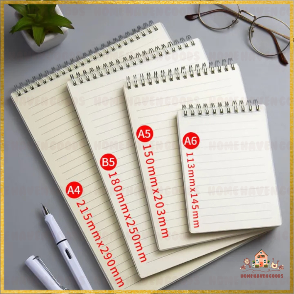 Notebook A5/B5 Dotted/Blank/Grid/Lined Page With Clear Cover For School Supplies Stationery | Choose Variations Dotted Blank Grid or Lined