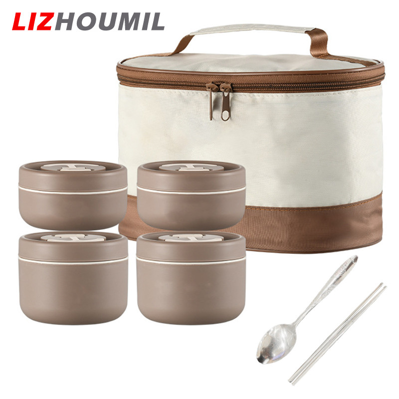 LIZHOUMIL Multi-layer Bento Lunch Box Set Portable Leak-proof 304 Stainless Steel Food Container With Spoon Chopsticks ราคา 711 บาท*ส่งฟรี