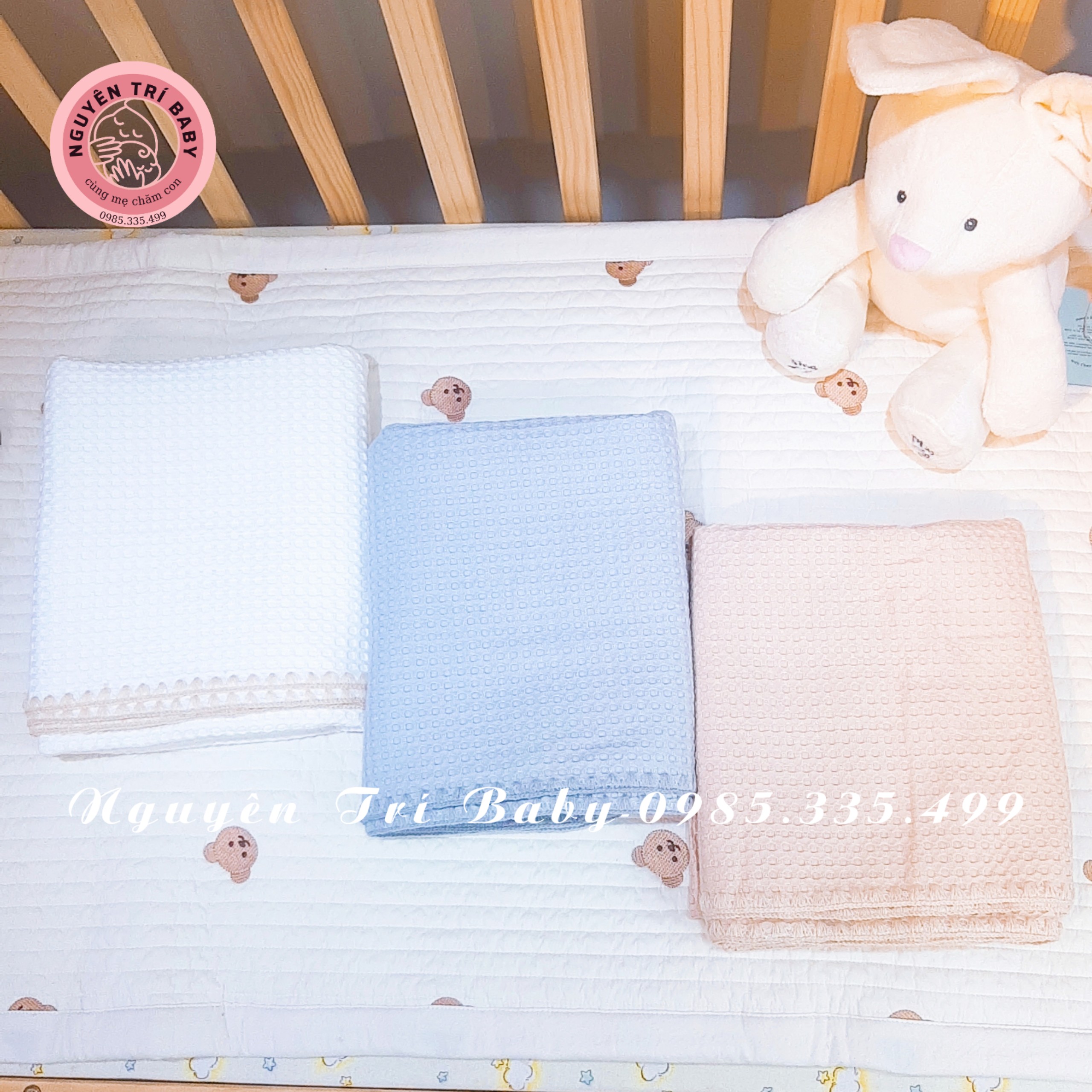 Chăn lưới sợi tre phong cách Hàn Quốc phù hợp 4 mùa kích thước 100x120cm