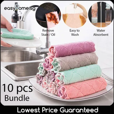 Cleaning Cloth (10 pcs Bundle) / Kitchen Towel /Super Absorbent Microfiber Wash Dish Double Sided