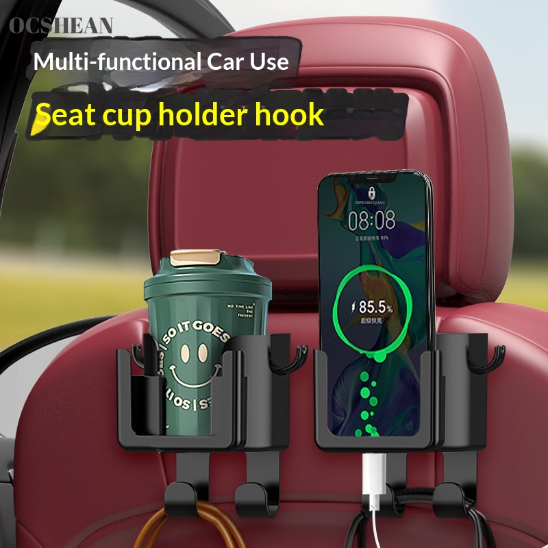 OCSHEAN Universal Car Cup Holder with Multi-Functional Hook for Backseat Headrest, Perfect for Phone and Drink Storage Giá 28,000 Đồng*Miễn phí vận chuyển