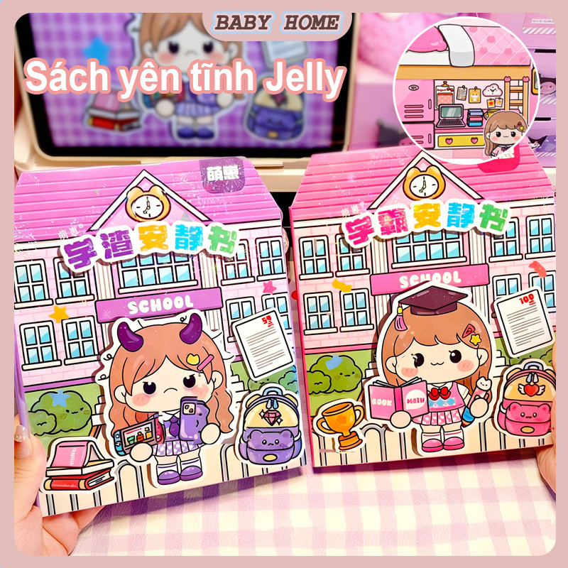 Quiet Book Đồ Chơi Giấy Thủ Công DIY Nhãn Dán Tái Sử Dụng An Toàn Không Kéo Tạo Hình Sáng Tạo Âm Thanh Thấp Bé Gái 3-8 Tuổi Túi Đựng Đính Kèm