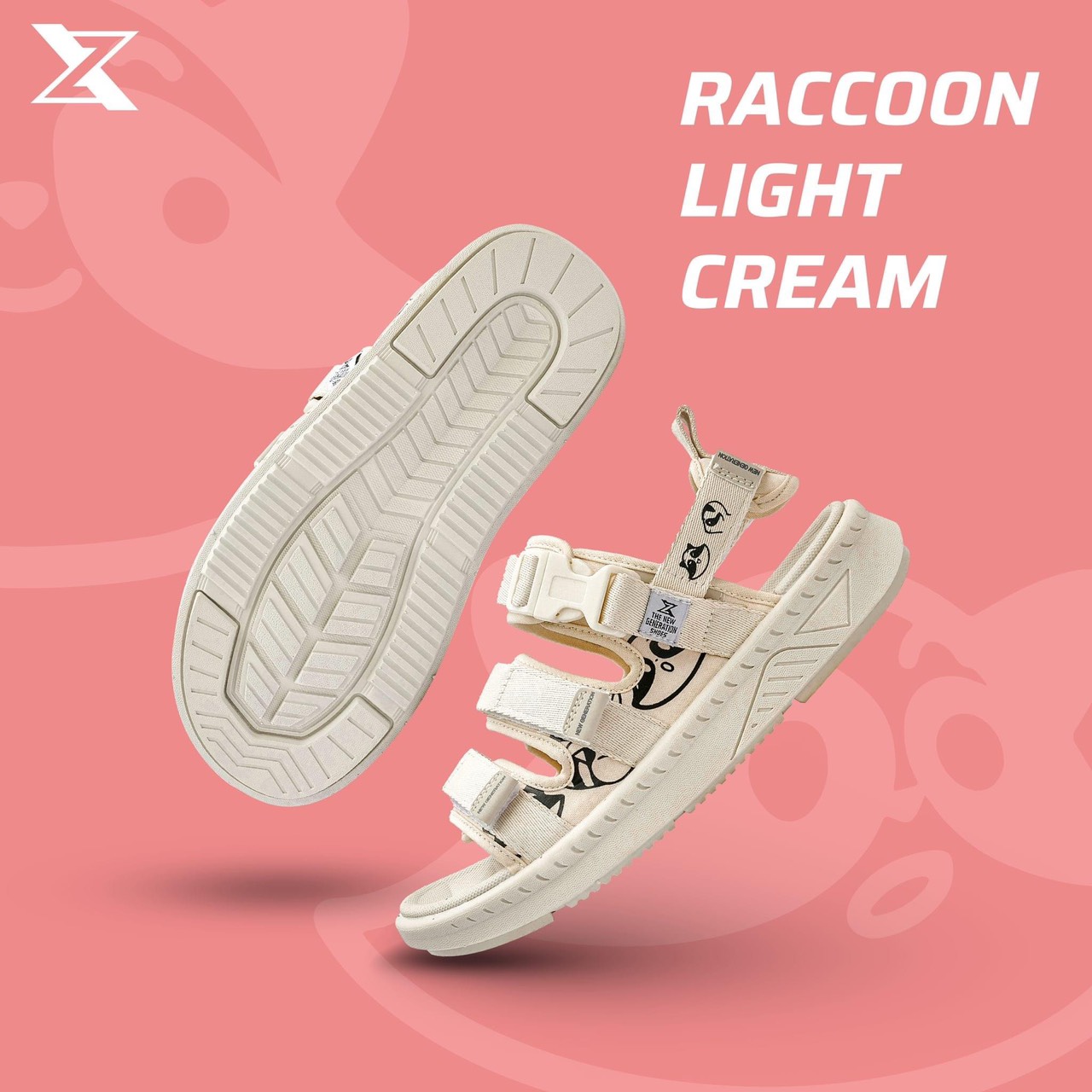 Giày Sandal Nữ ZX Bubble T Raccoon hình ảnh chú gấu mèo đáng yêu mang đến
