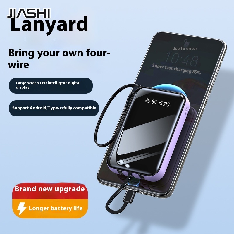 Jiashi dung tích lớn Sạc dự phòng 20000 mAh nhỏ gọn cầm tay được xây dựng trong dây gương sạc dự phòng di động sạc dự phòng