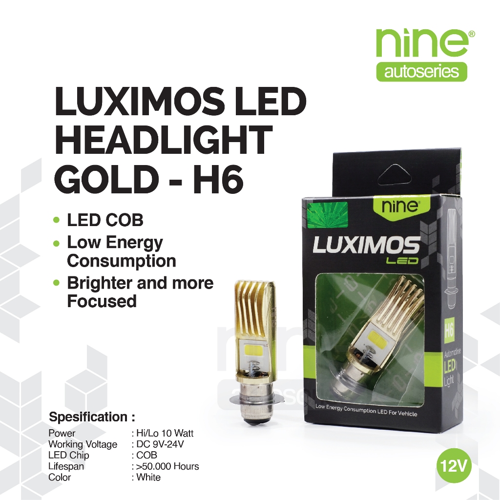 LUXIMOS Lampu Utama Motor Bebek Matic H6 Gloss Beat Supra AC DC White LG2 GOLD - NINE AUTOSERIES Harga 51,900 rupiah*Gratis Ongkir