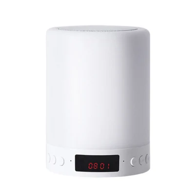 S66+ Portable Smart Wireless Touch Pat Light Bluetooth Speaker 1200mAh Light TF Card Clock LED Bedside Light Mp3 Player Lamp