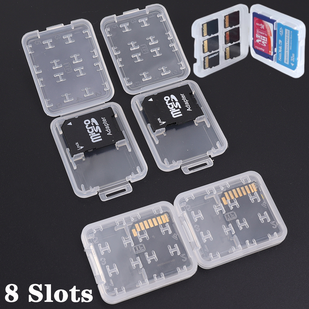 1/3/5Pcs 8 Slots Micro SD TF SDHC MSPD Memory Card Protecter Box Transparent Storage Case Holder Computer Office Supplies ราคา  8 บาท*ส่งฟรี