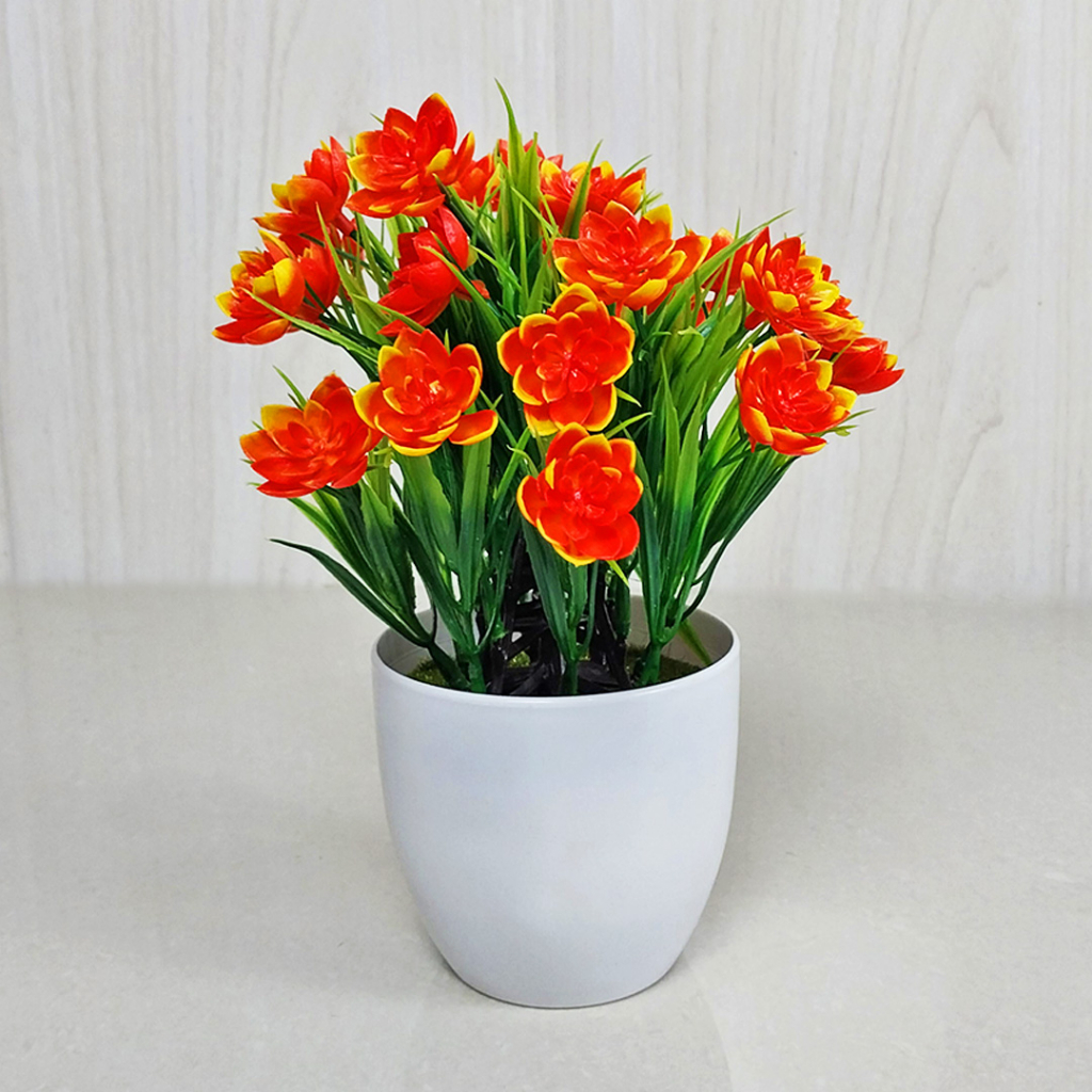KOREANS Bunga Hias Plastik Pot Ornamen Bunga Krisan Artificial Flowers Dekorasi Meja Ruangan Rumah PBP23