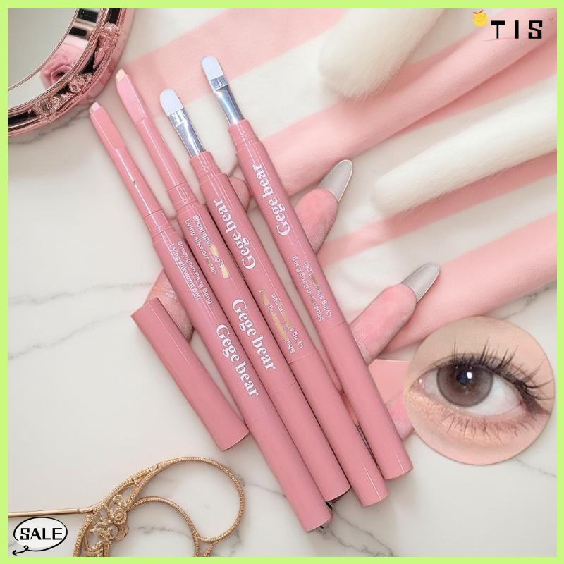 Follow Get New【TIS】 2 trong 1 Bicolor nằm tằm Bút Chì Tam giác đầu Highlighter dưới mắt bút chì Eyeshadow sáng không thấm nước trang điểm công cụ