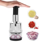 304 Stainless Steel Vegetable Chopper Chili Garlic Hand Cutter Portable Kitchen Chopper Cutter Dicer