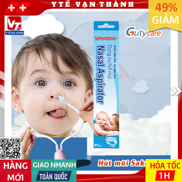 ✅ Dụng Cụ Hút Mũi Cho Bé (Ống Hút Mũi Dây 2 đầu) Nasal Aspirator SAKOMI (An Toàn Với Trẻ Sơ Sinh) -VT0249 - Y Tế Vạn Thành