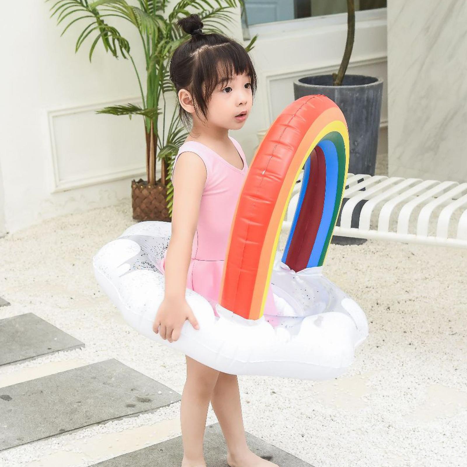 Rainbow Inflatable Swimming with Seat Swimming Circle for Baby Infant