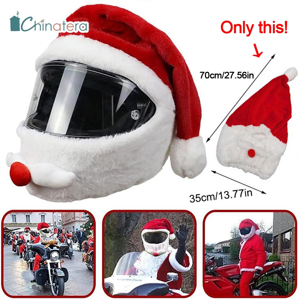 Only Helmet Cover Motorcycle Helmet Protective Christmas Hat Santa Claus
