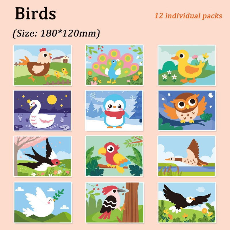 12Pcs DIY 3D EVA Foam Sticker Puzzle Kids Art Kindergarten Painting Early Educational Toys