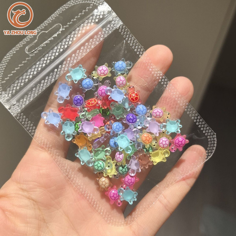 YA ZHOU LONG Toys Mini landscape luminous turtle Cartoon Cute Ornament Cream accessories Nail DIY resin decoration matching