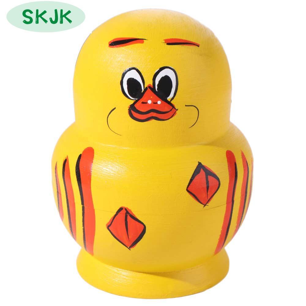 SKJK ทำจากไม้ ตุ๊กตารังนก เป็ดเหลือง ชั้น10ชั้น ตุ๊กตาซ้อนกัน อุปกรณ์ตกแต่งตกแต่ง ลายสัตว์สวยงาม ของเล่นตุ๊กตา Matryoshka งานฝีมือตกแต่งตกแต่ง ราคา 568 บาท*ส่งฟรี