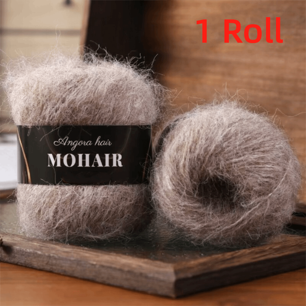 DOHOHO Long Haired Alpaca Mohair Yarn Cotton Blended Handmade Knitting Yarn Comfortable Thread Soft Fluffy Hand-Knitted Yarn Hand Crochet