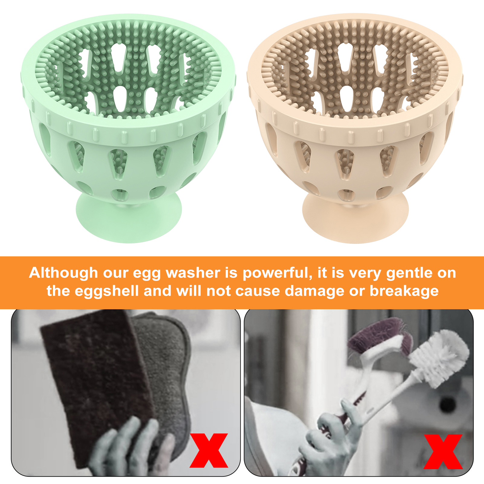 LULU Flexible Egg Brush Portable Egg Washer Portable Silicone Egg Cleaner Brush Reusable Fruit Vegetable Scrubber Tool for Easy Egg Washing 2pcs Set for Convenient Cleaning