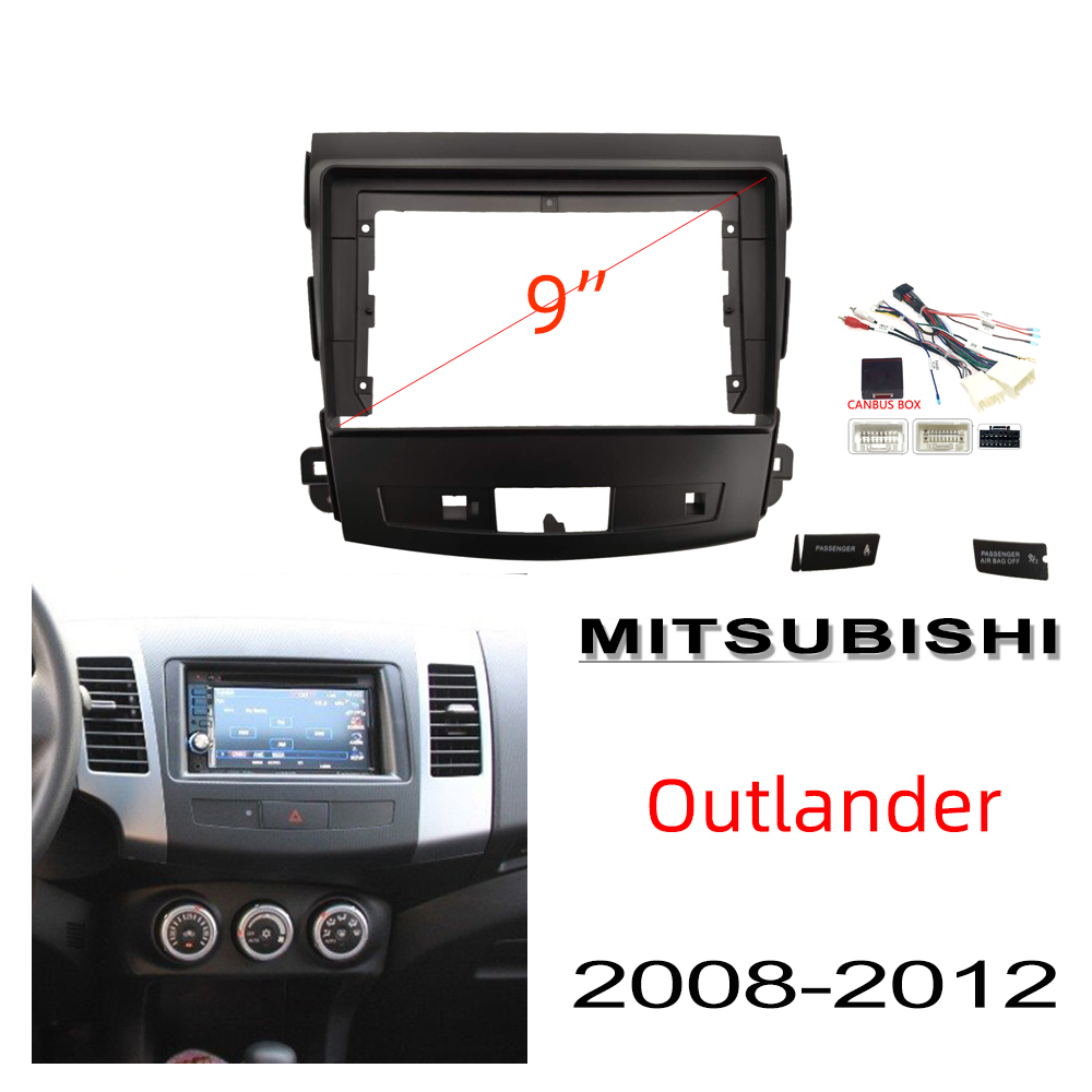 Honxun car 2din stereo panel bracket for MITSUBISHI Outlander 2008-2012 9 inch android head unit casing Multimedia player fascia radio frame ราคา 519 บาท*ส่งฟรี