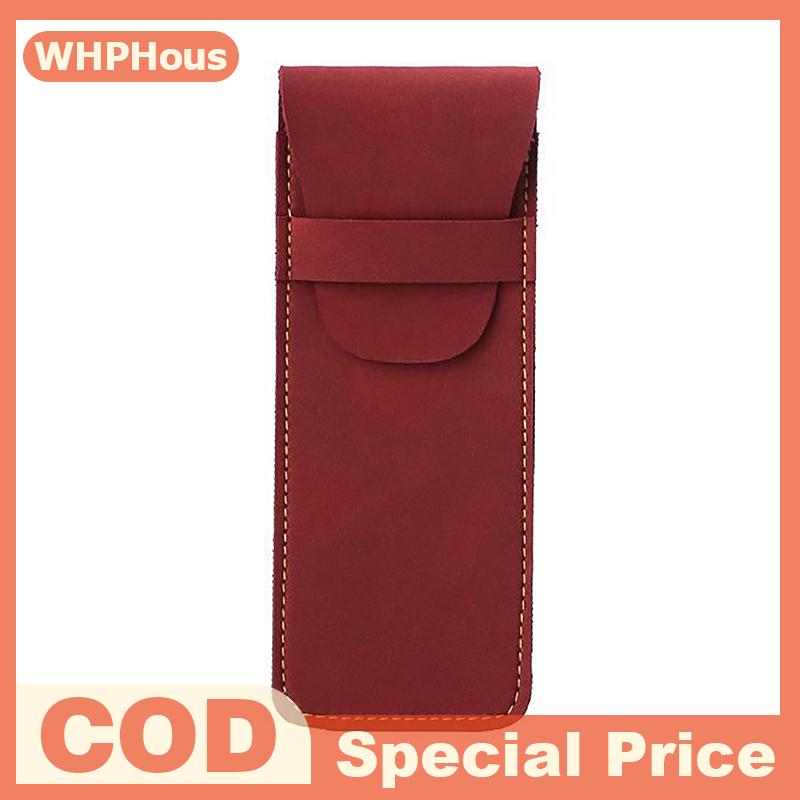 WHPHous เคสปากกาหนังวินเทจกระเป๋าใส่ปากกาแบบพกพากระเป๋าใส่เครื่องเขียนขนาดเล็กสำหรับการเดินทางทางธุรกิจนักเรียนเครื่องใช้สำนักงาน